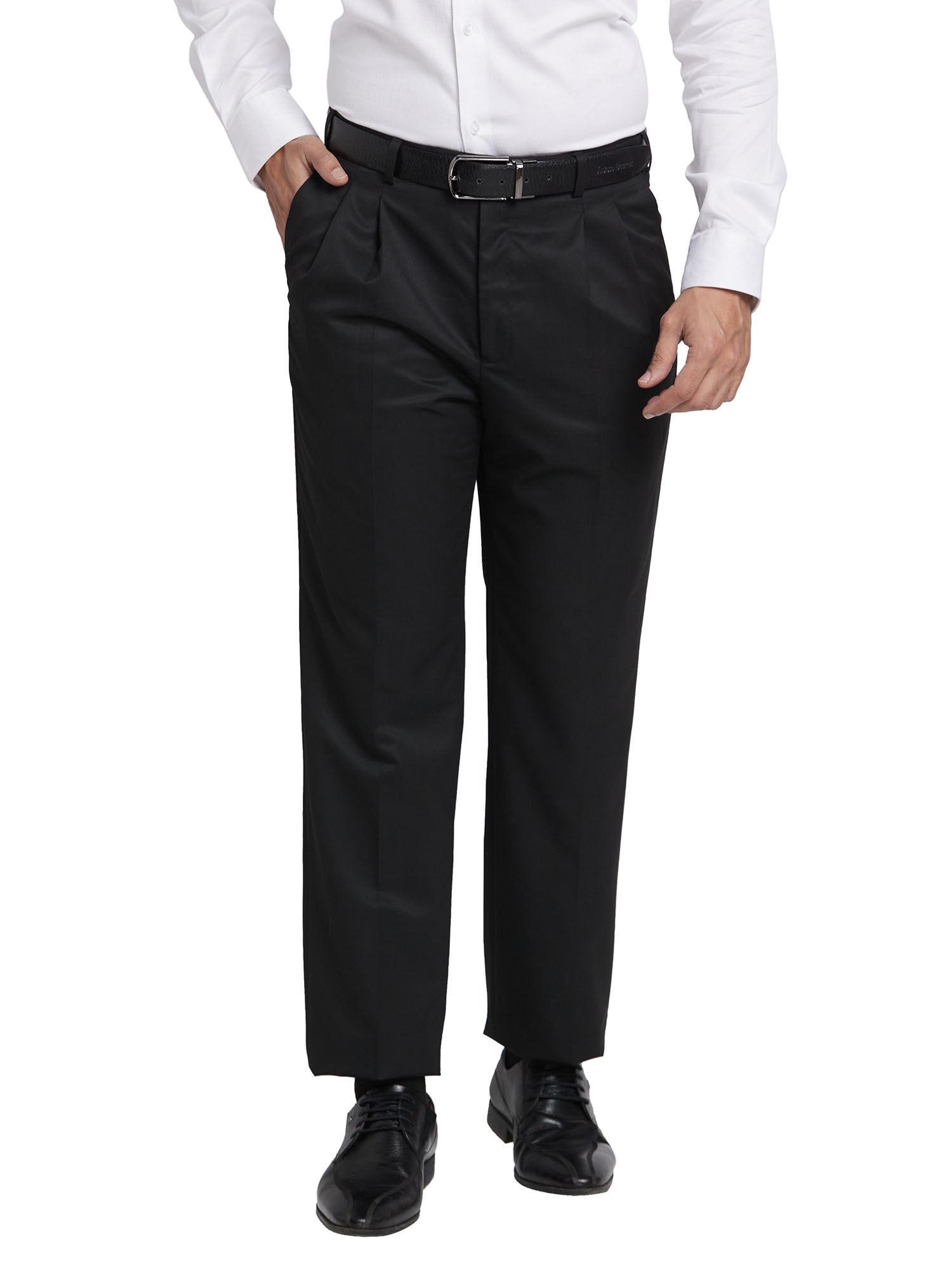 comfort fit solid black trouser