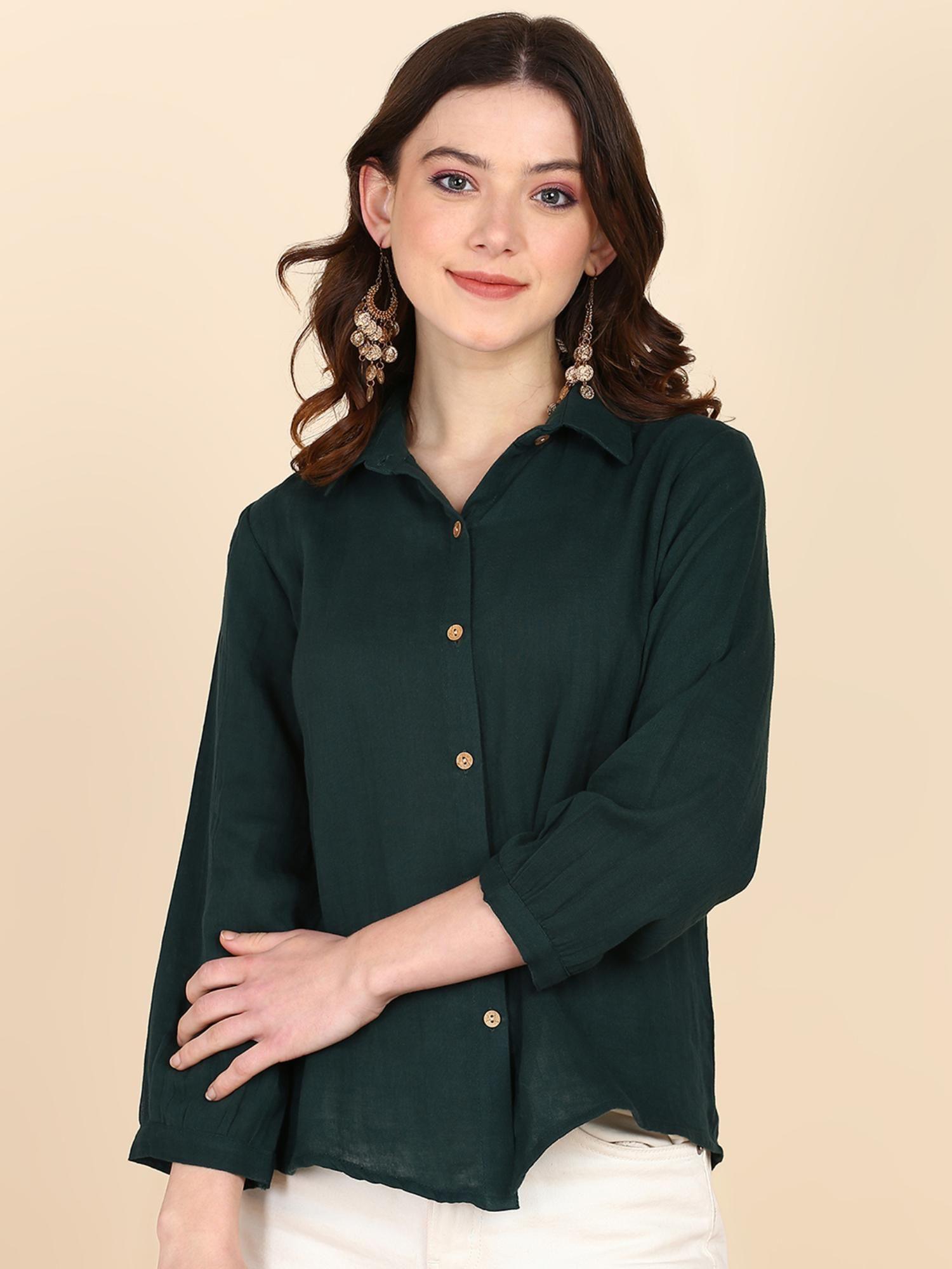 comfort fit solid shirt for women