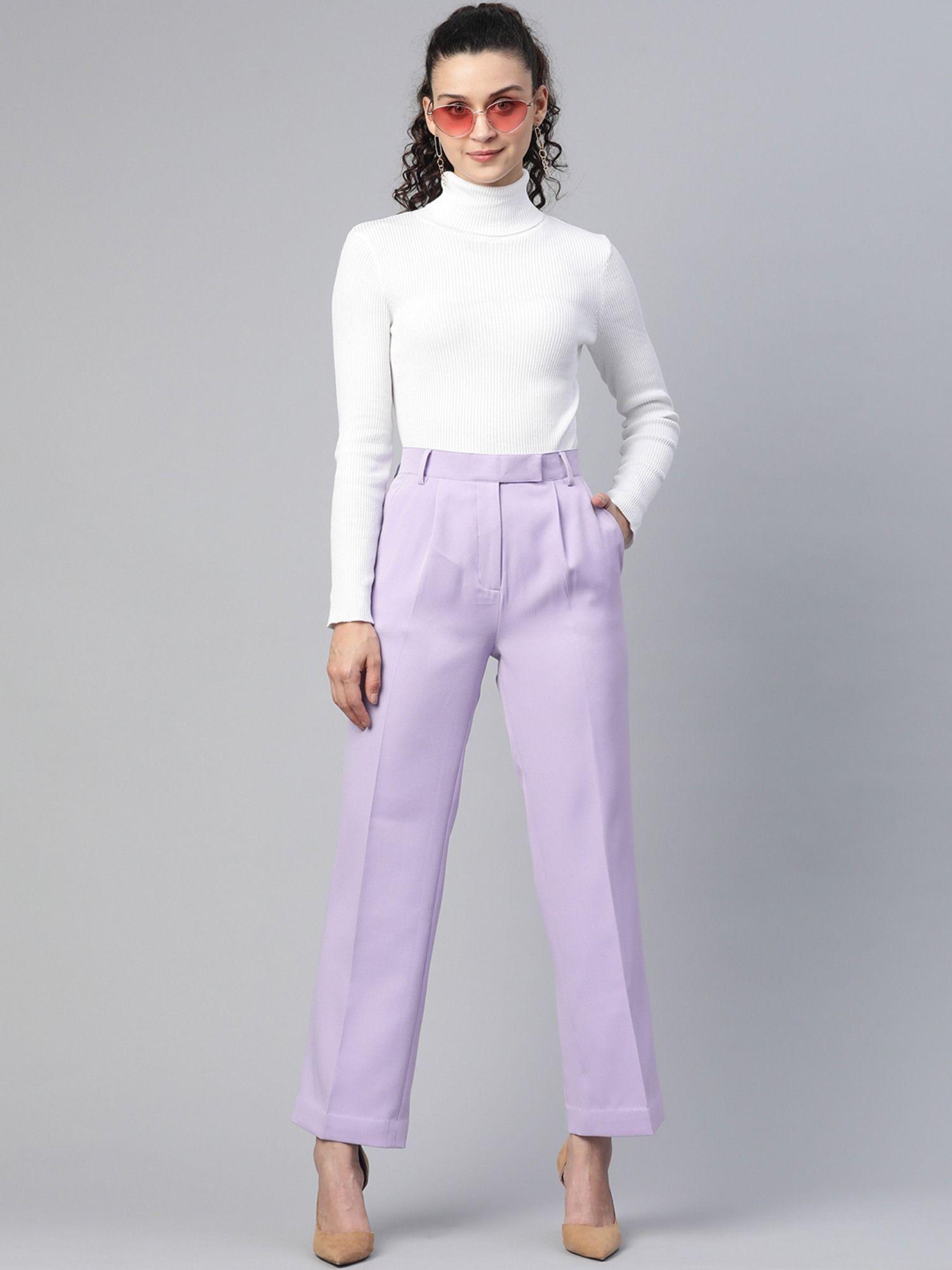 comfort fit stretch solid trouser - lavender