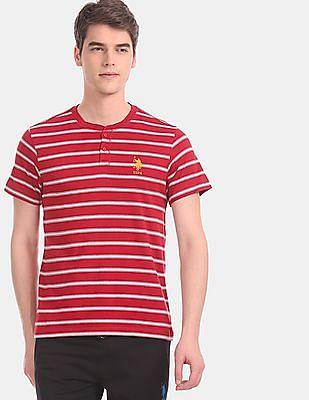 comfort fit striped cotton i687 henley lounge t-shirt - pack of 1