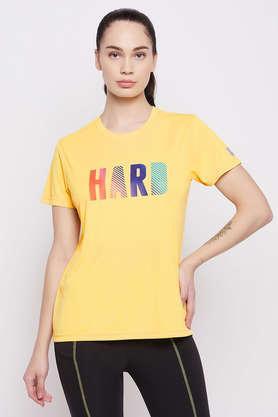 comfort-fit text print active t-shirt in yellow - yellow