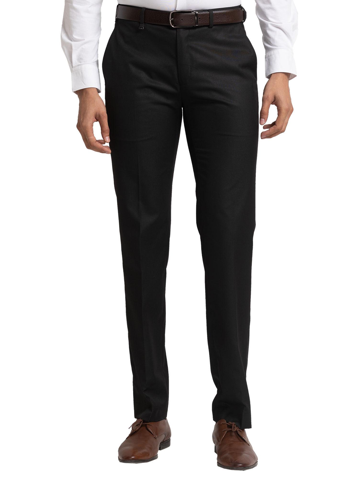 comfortable fit solid black trouser
