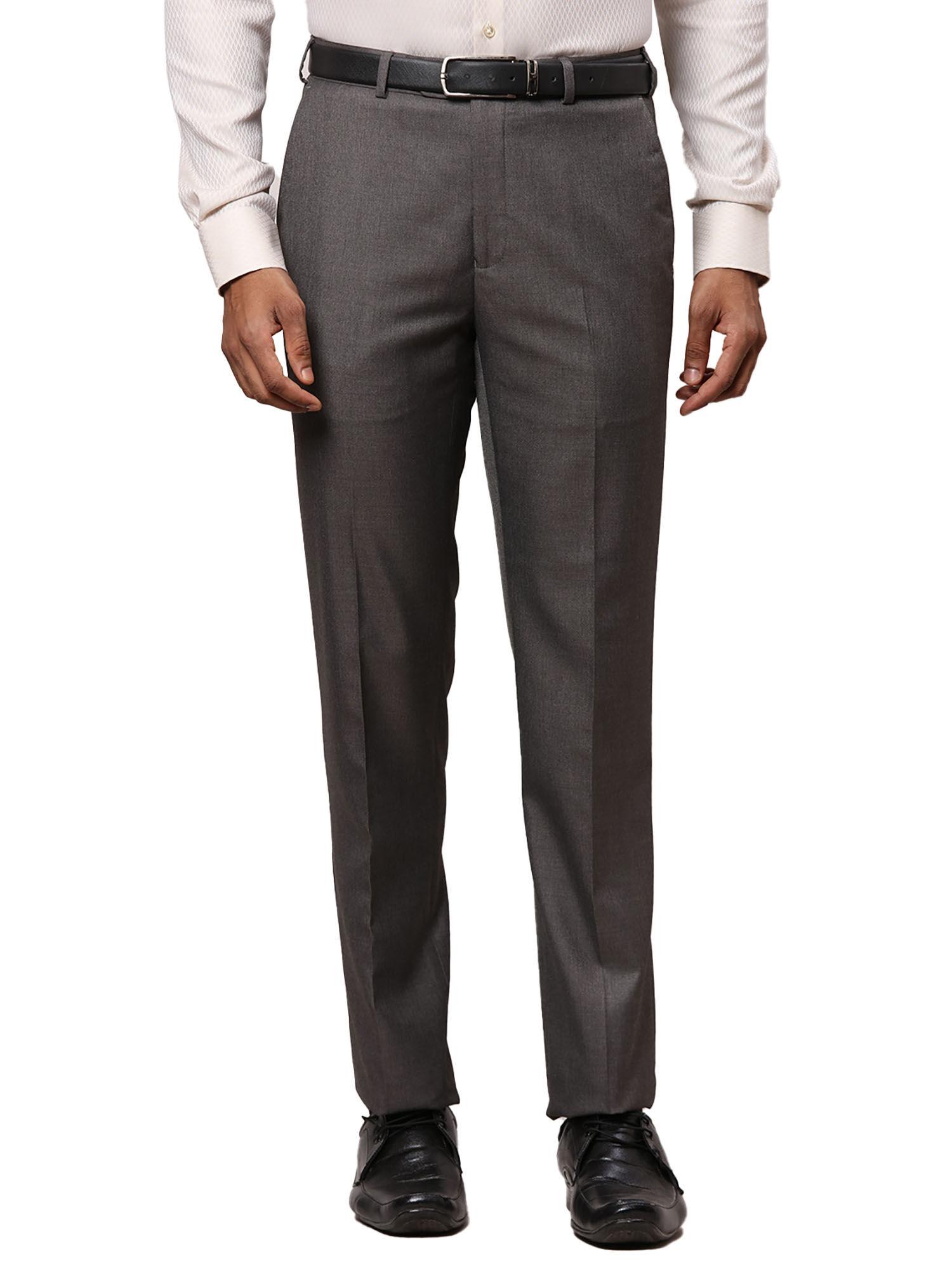 comfortable fit solid grey trouser