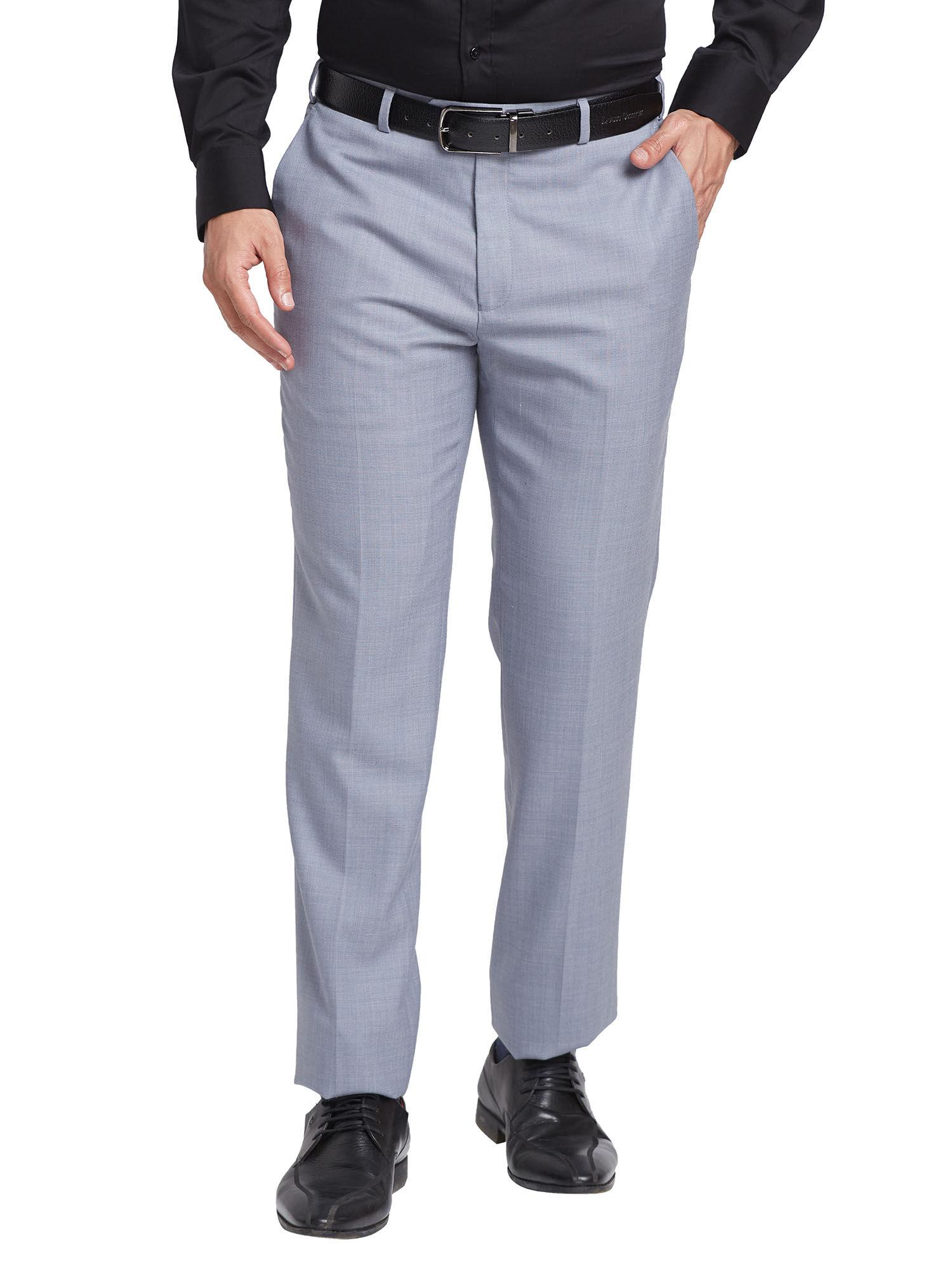 comfortable fit solid medium grey trouser