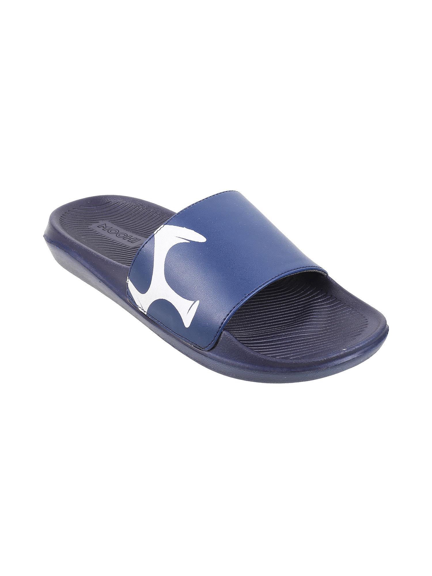 comfortable mens synthetic blue sliders
