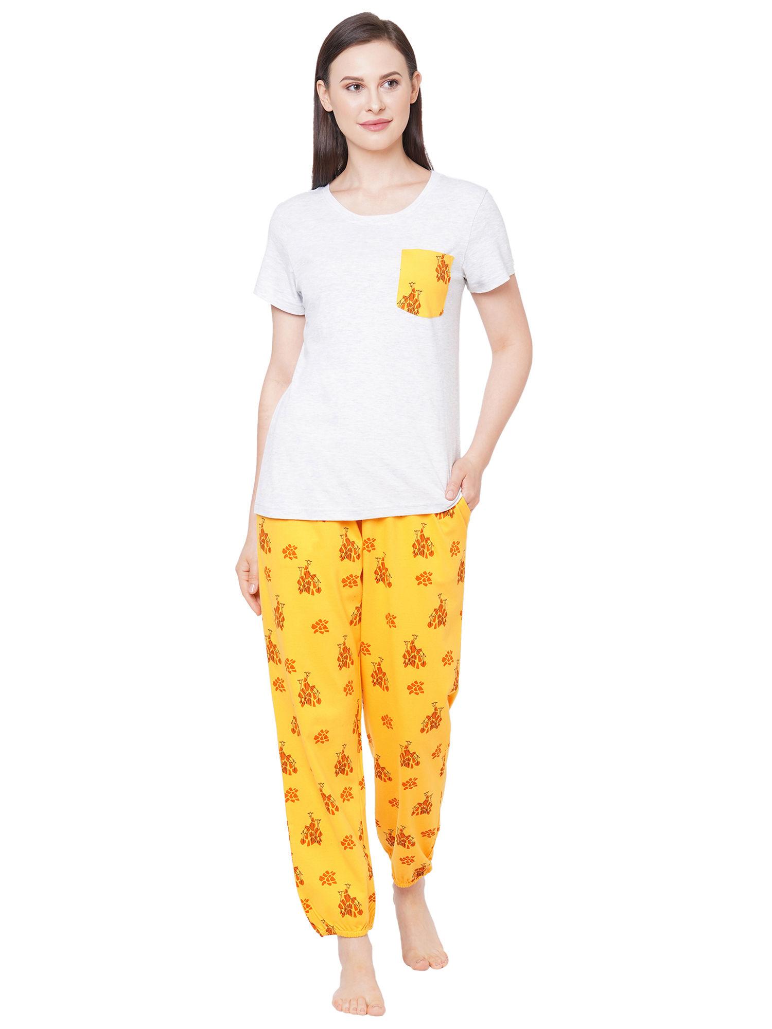 comfy cotton pyjama set - yellow