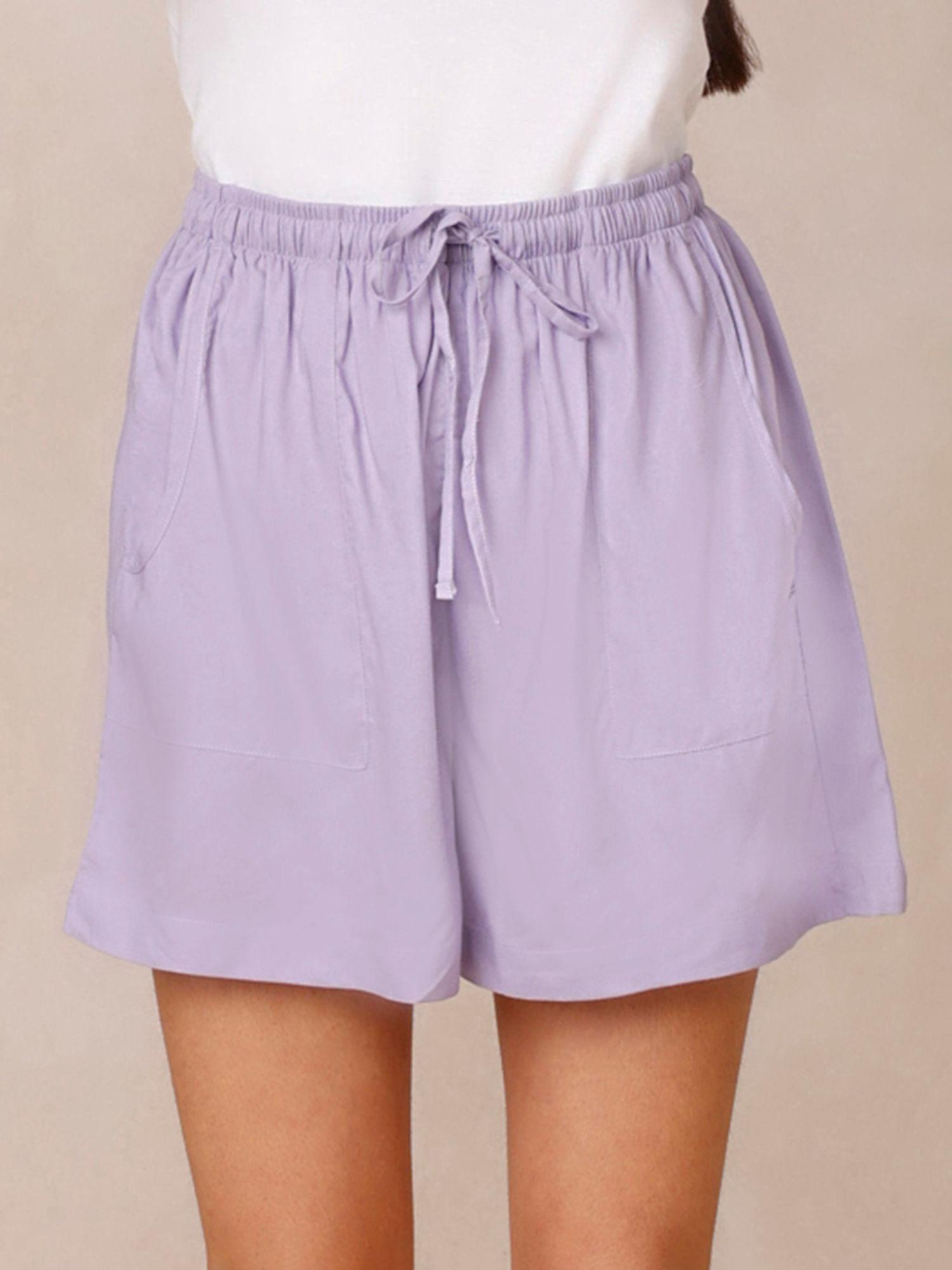 comfy vibes all day shorts-lavender nys035 - lavender