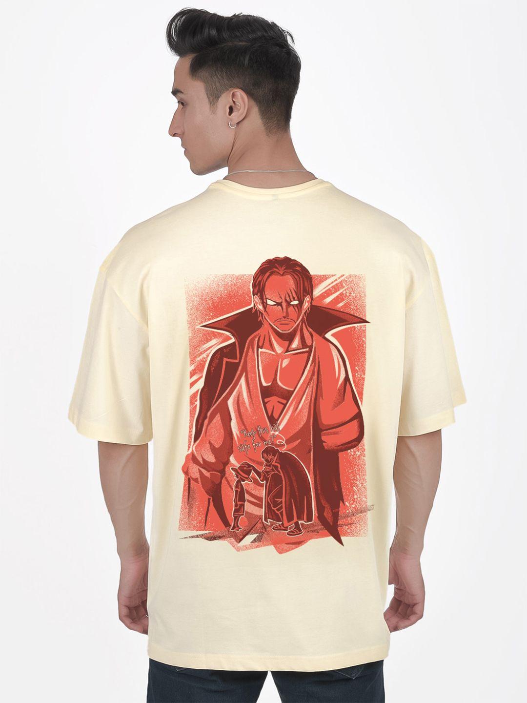 comicsense men anime printed cotton oversized t-shirt