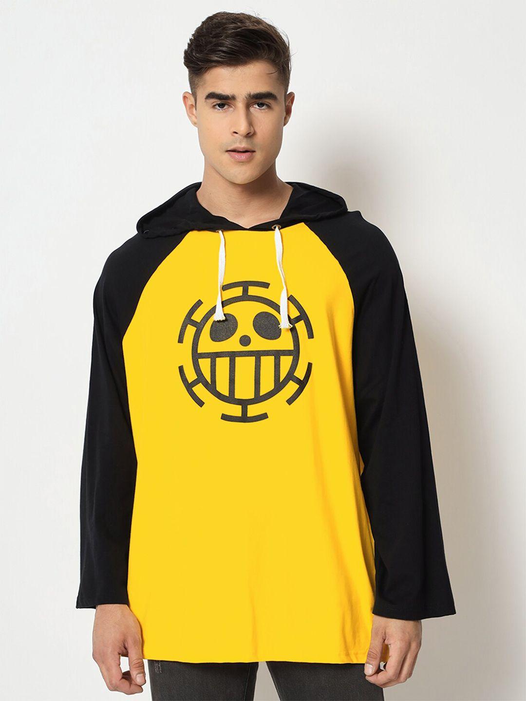comicsense bio finish colourblocked hooded cotton oversized t-shirt