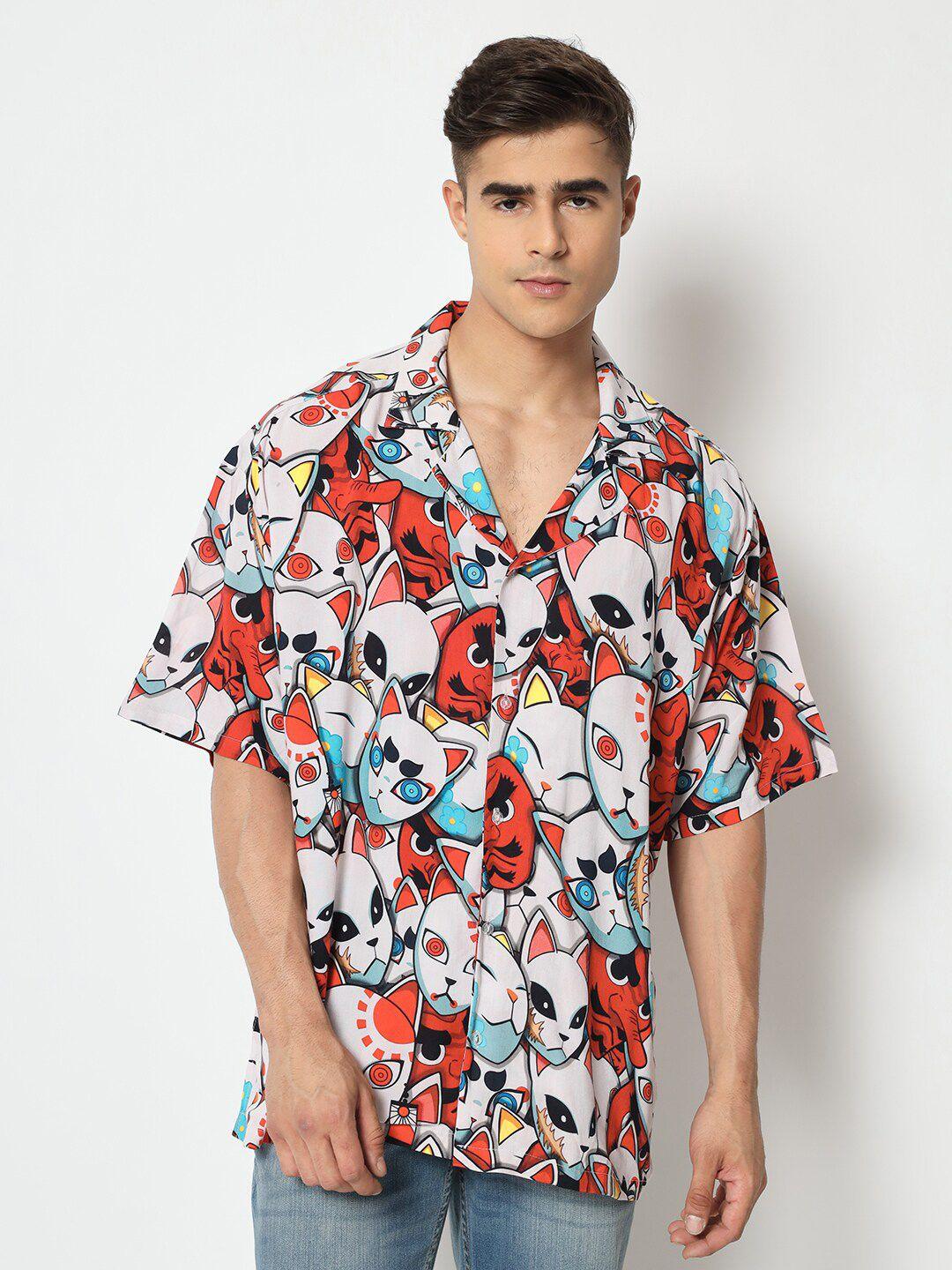 comicsense relaxed boxy fit graphic printed oversized shirt