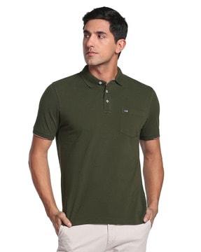 compact cotton polo t-shirt with patch pocket