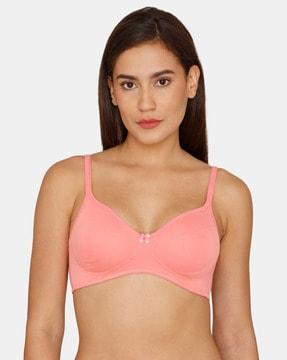 conceal petals double layered non-wired non-padded 3/4th coverage t-shirt bra - salmon rose