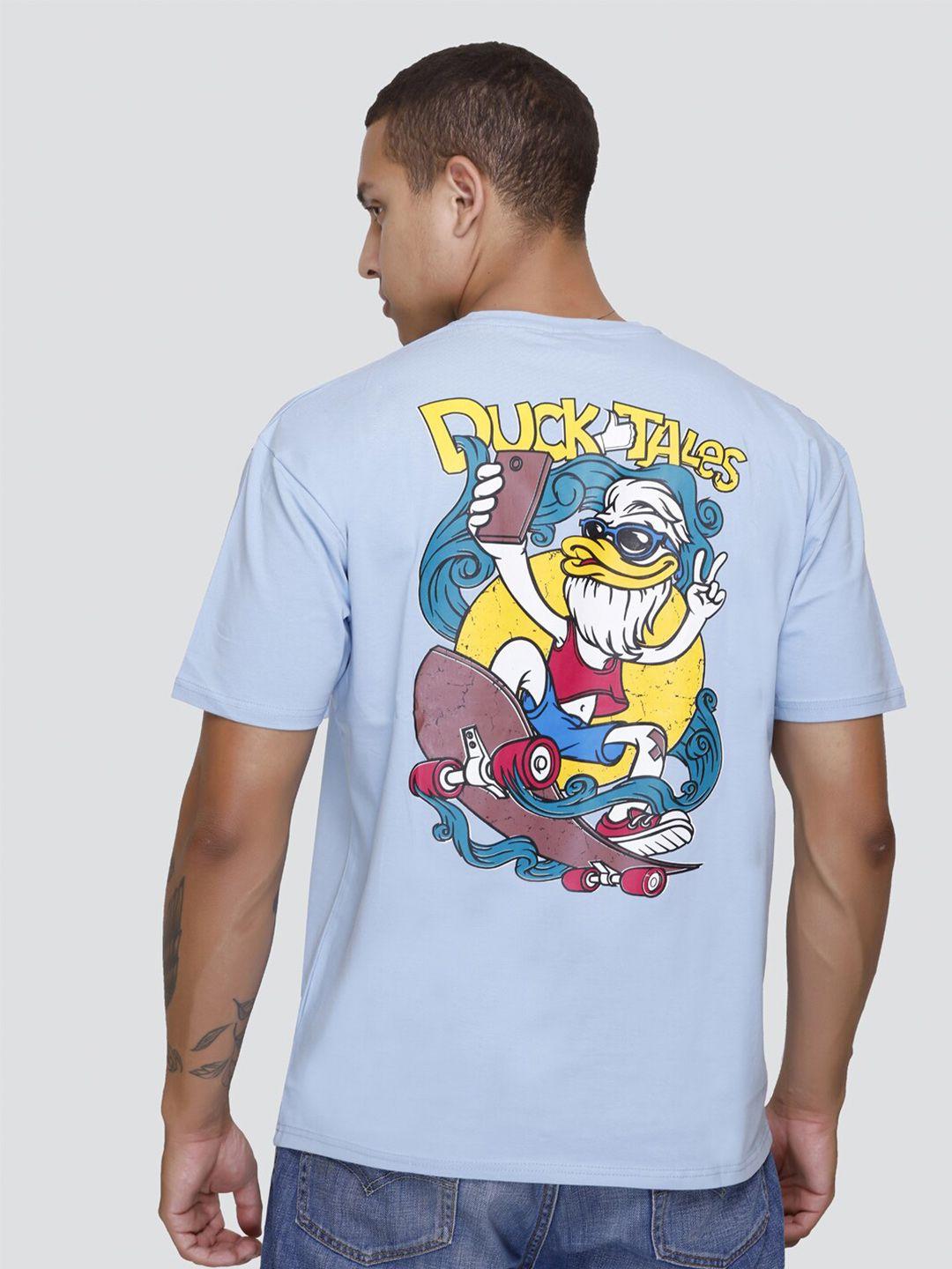 concede duck tales printed drop-shoulder sleeves oversized cotton t-shirt