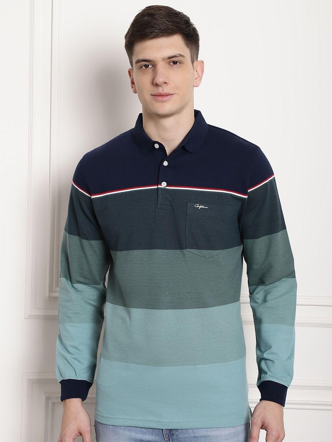 confidence colourblocked polo collar cotton t-shirt