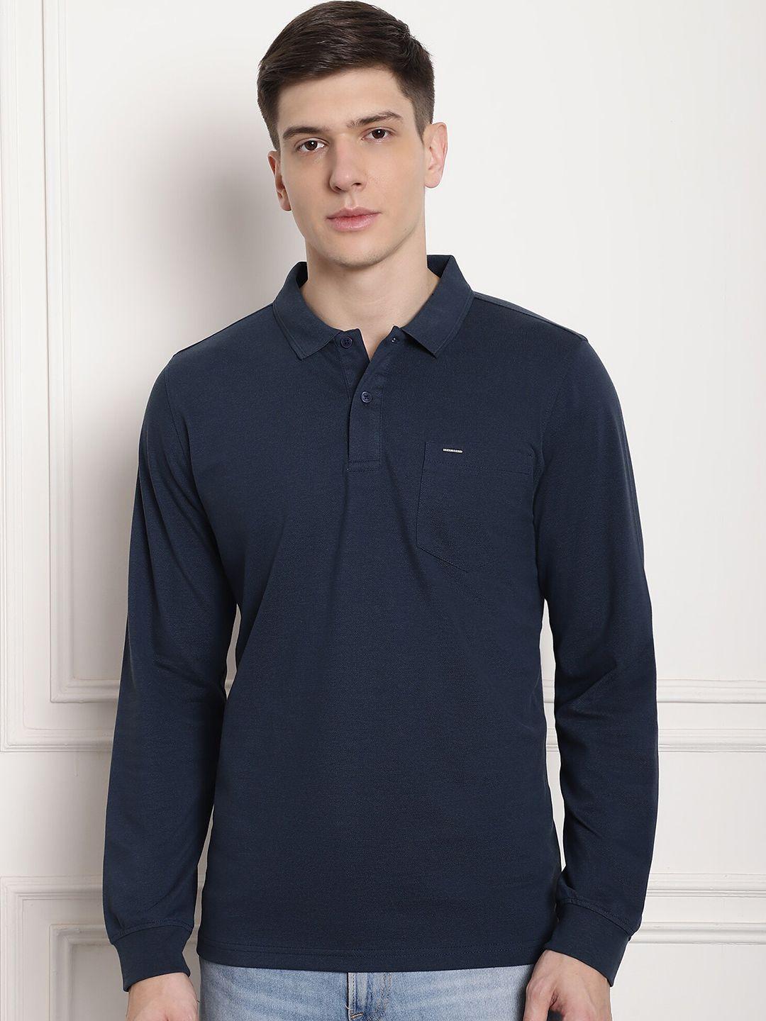 confidence men navy blue polo collar t-shirt