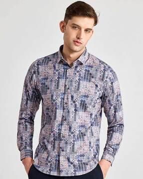 connecting cubes print regular fit shirt