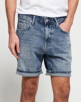 conor heavy-wash tapered denim shorts