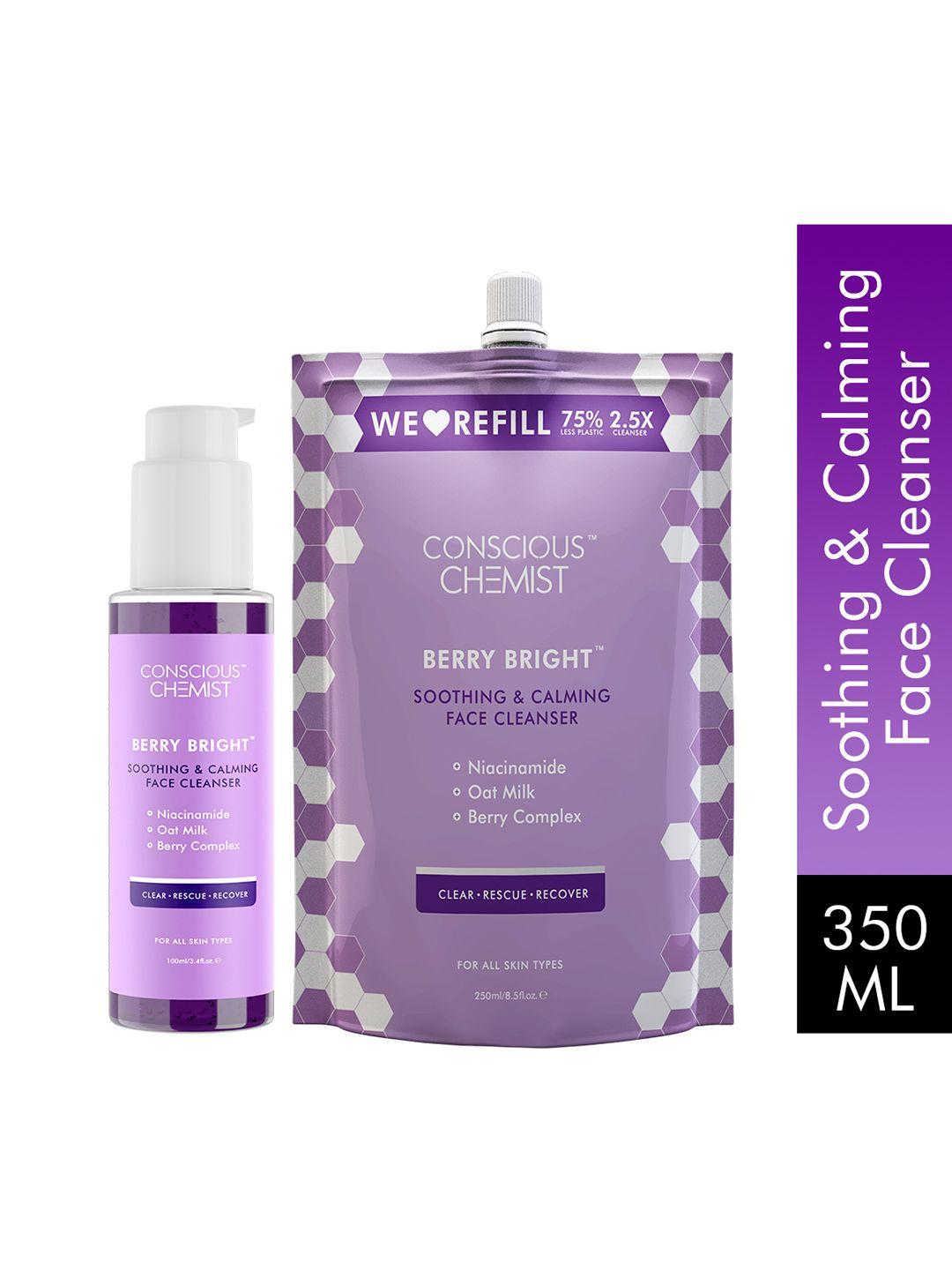 conscious chemist 2-pcs berry bright soothing & calming face cleanser & refill pack