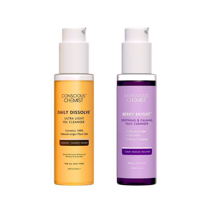 conscious chemist brightening double cleansing kit - daily dissolve & berry bright