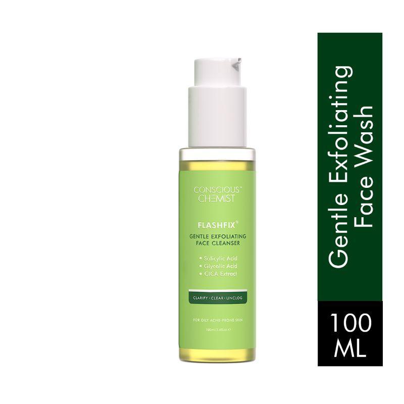 conscious chemist flashfix gentle exfoliating face cleanser for oily acne-prone skin