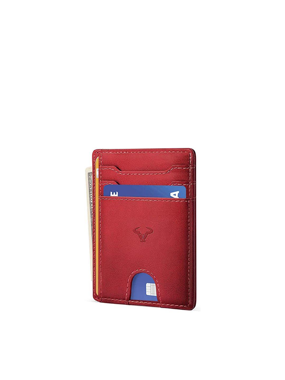 contacts men red leather card holder