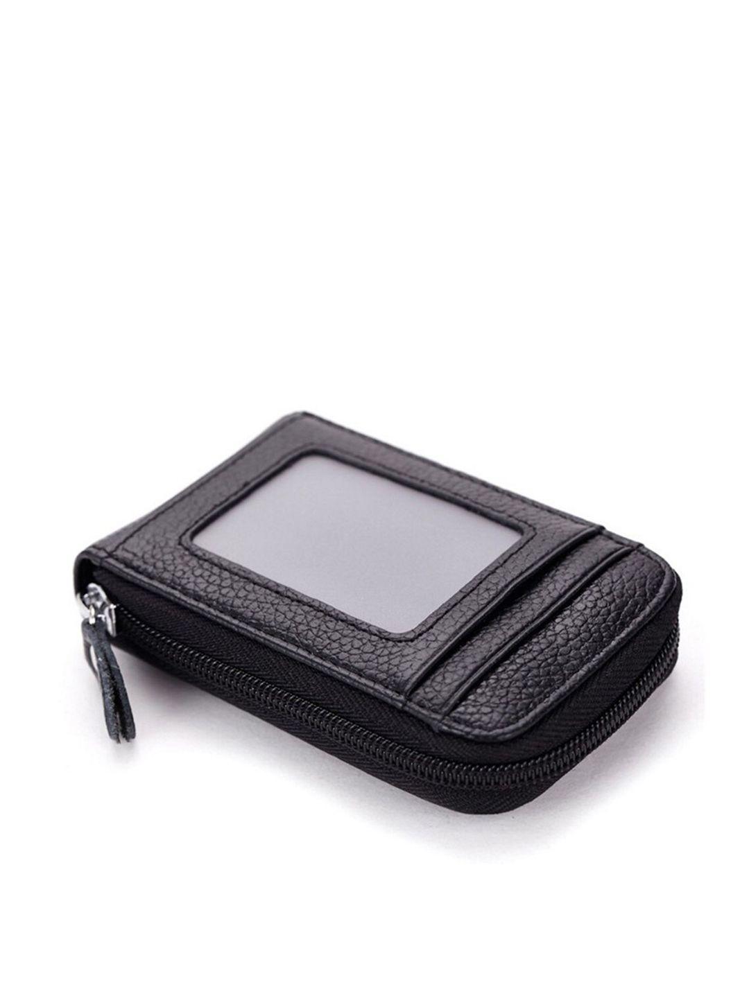 contacts unisex black leather card holder