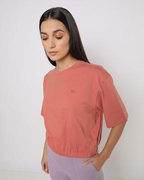 contempo crew-neck t-shirt with elasticated hem