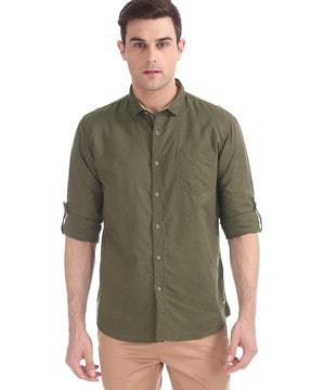 contemporary fit linen shirt