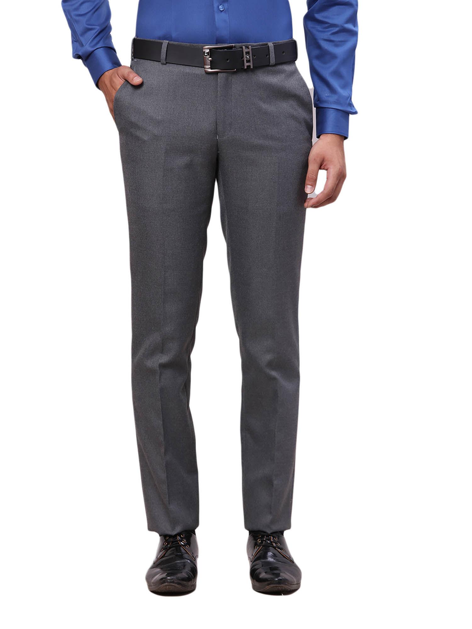 contemporary fit solid dark grey formal trouser