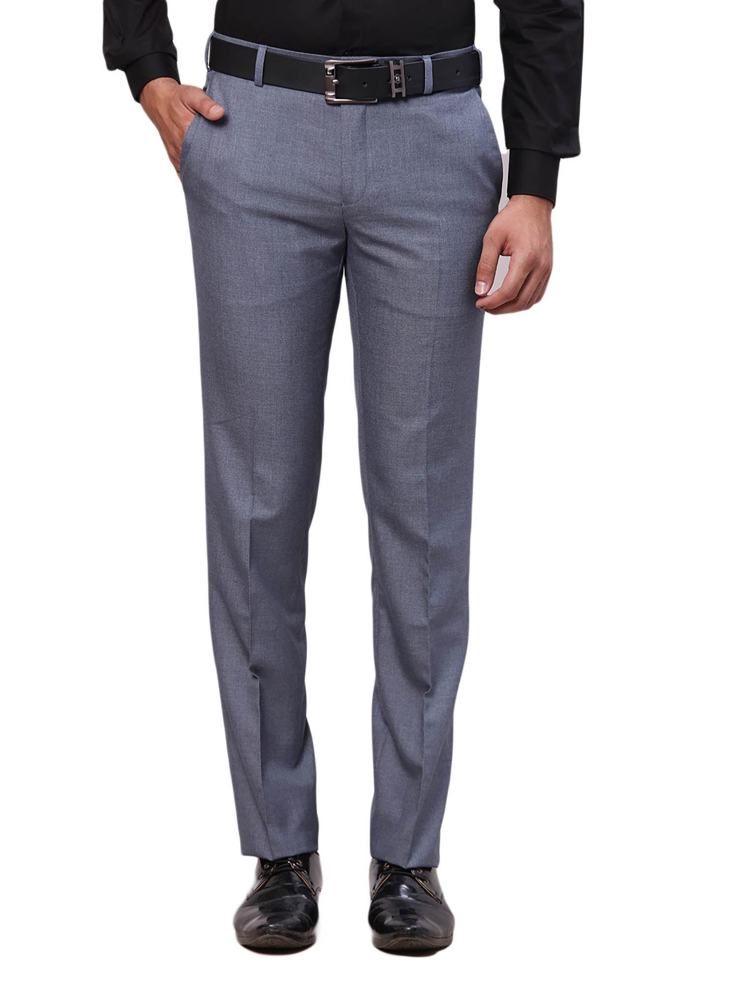 contemporary fit solid medium blue formal trouser