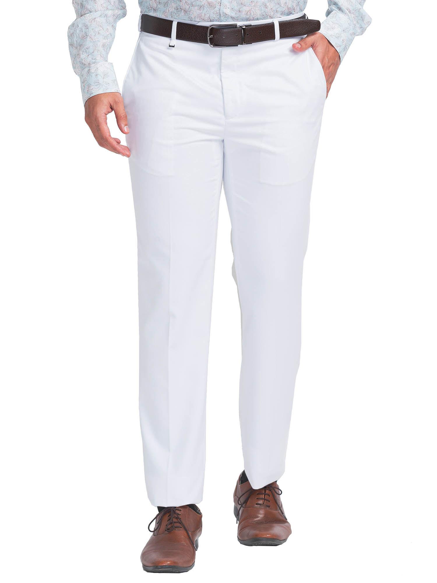 contemporary fit solid white formal trouser