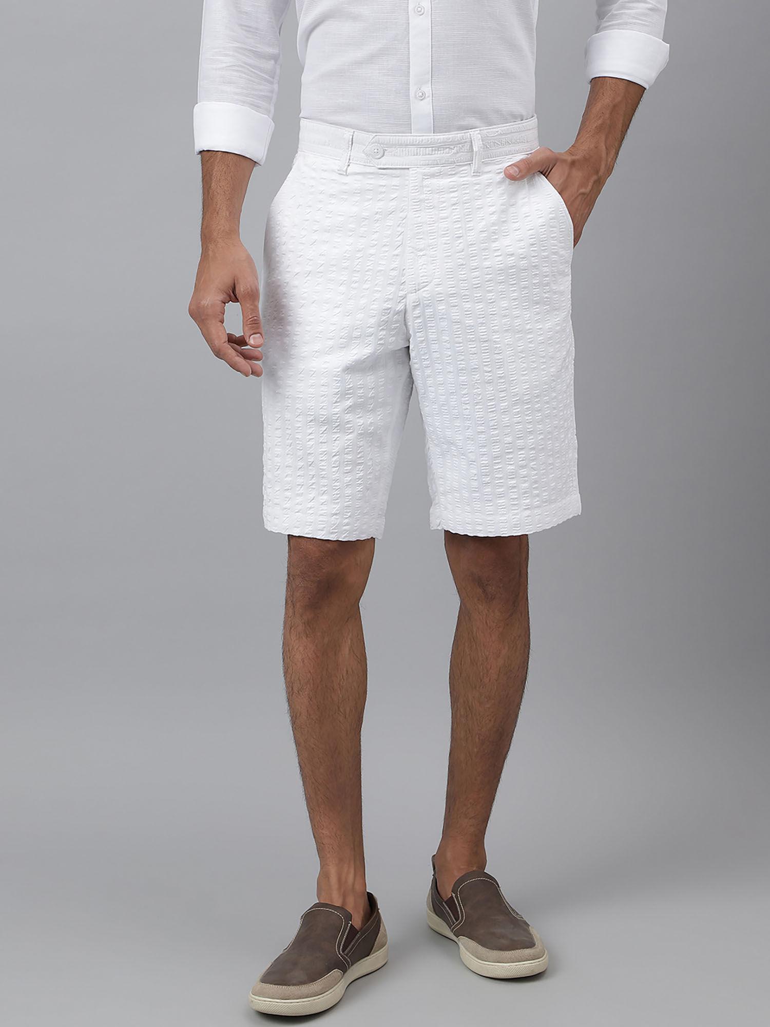 contrails-white seersucker shorts