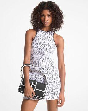 contrast bondelace mini dress