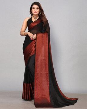 contrast border chiffon saree