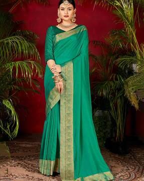 contrast border saree with woven motifs