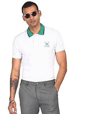 contrast collar solid polo shirt