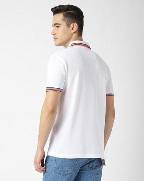 contrast logo details cotton regular fit polo t-shirt