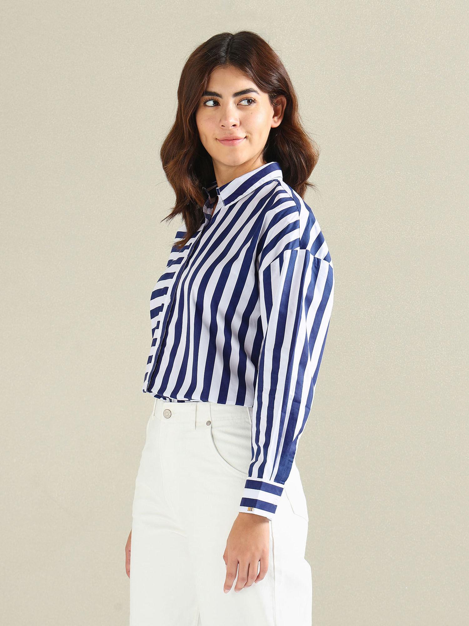 contrast logo stripe shirt