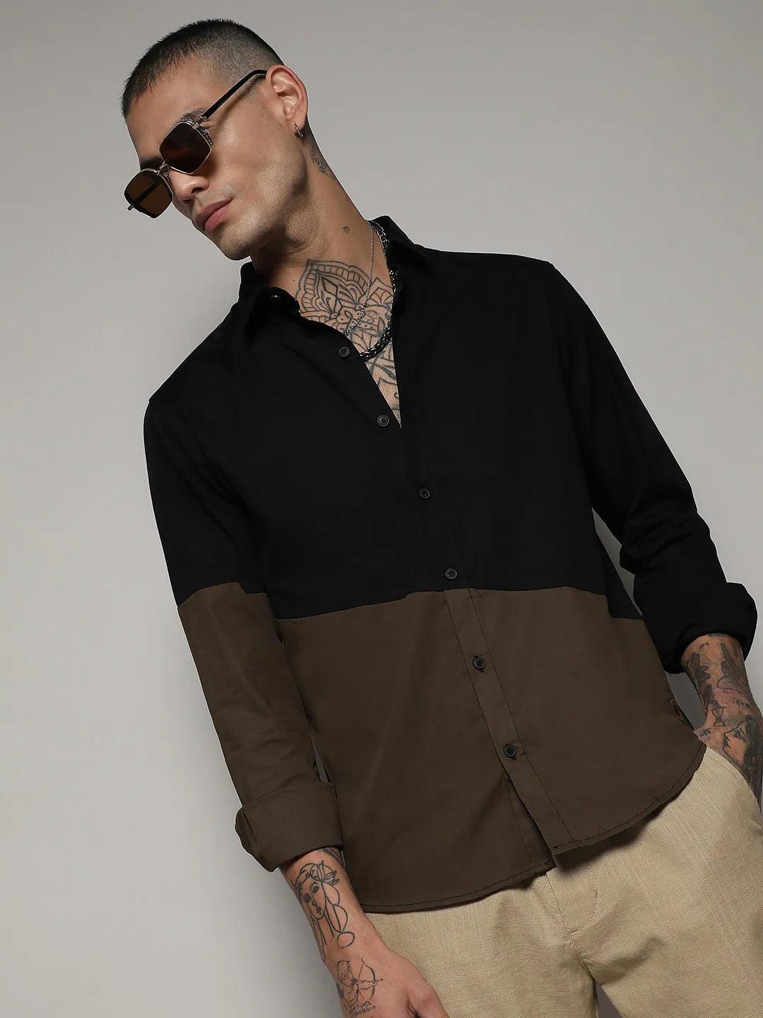 contrast panel shirt