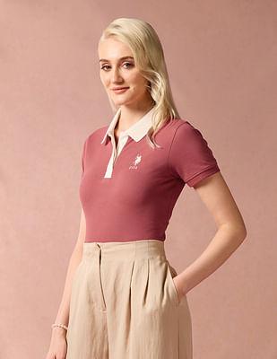 contrast placket cotton polo shirt