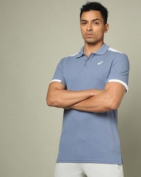 contrast sleeve panel regular fit polo t-shirt