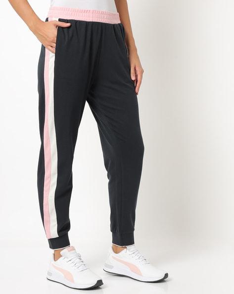 contrast striped joggers with insert pocket