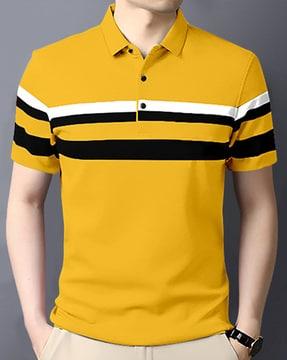 contrast striped polo t-shirt