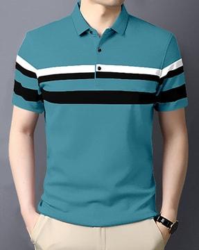 contrast striped polo t-shirt