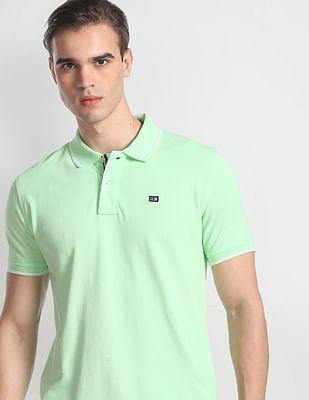 contrast tipped pique polo shirt