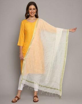 contrast zari border dupatta