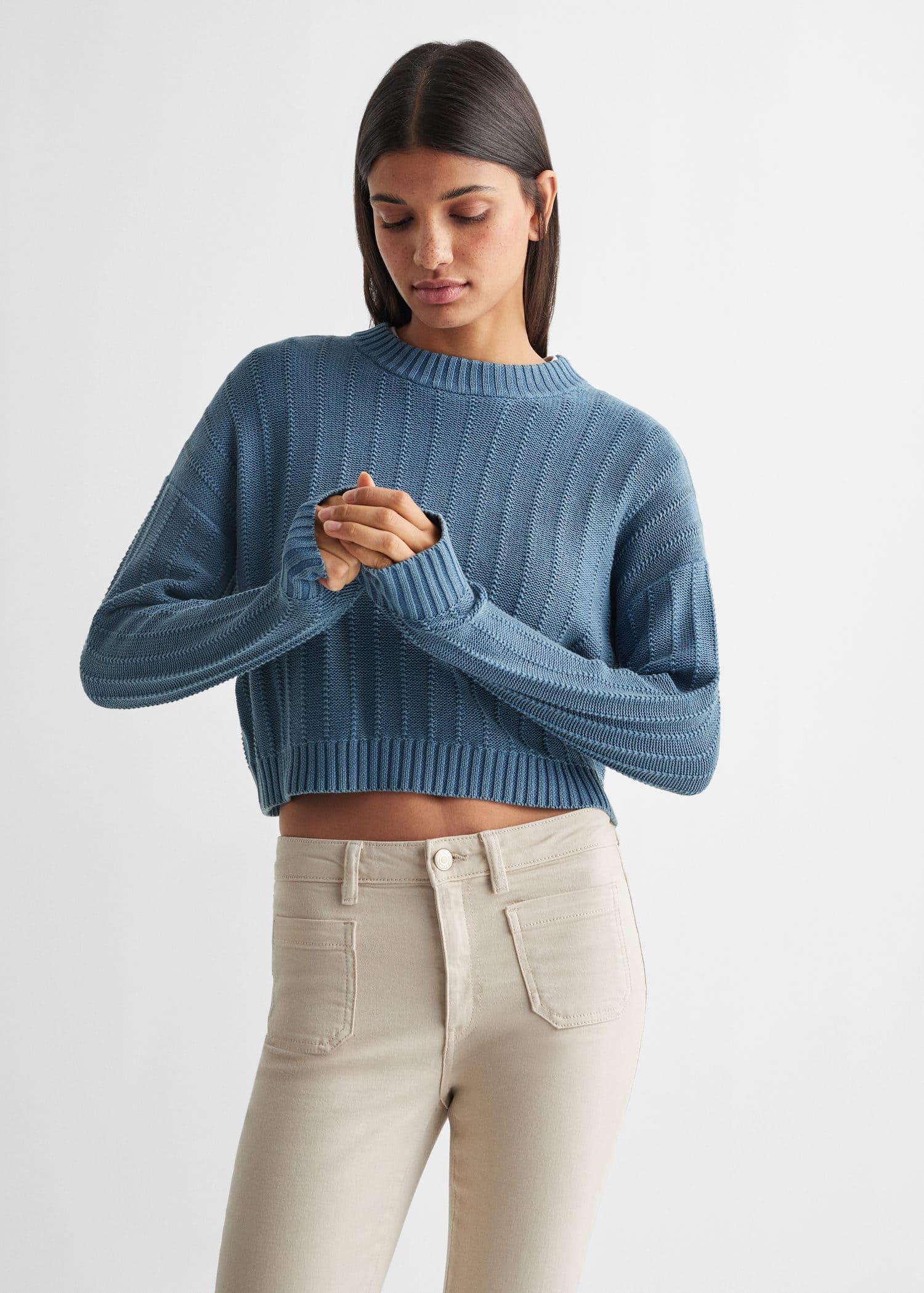 contrasting knit sweater