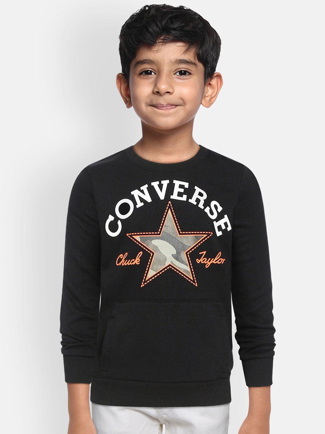 converse boys black & white brand logo print sweatshirt