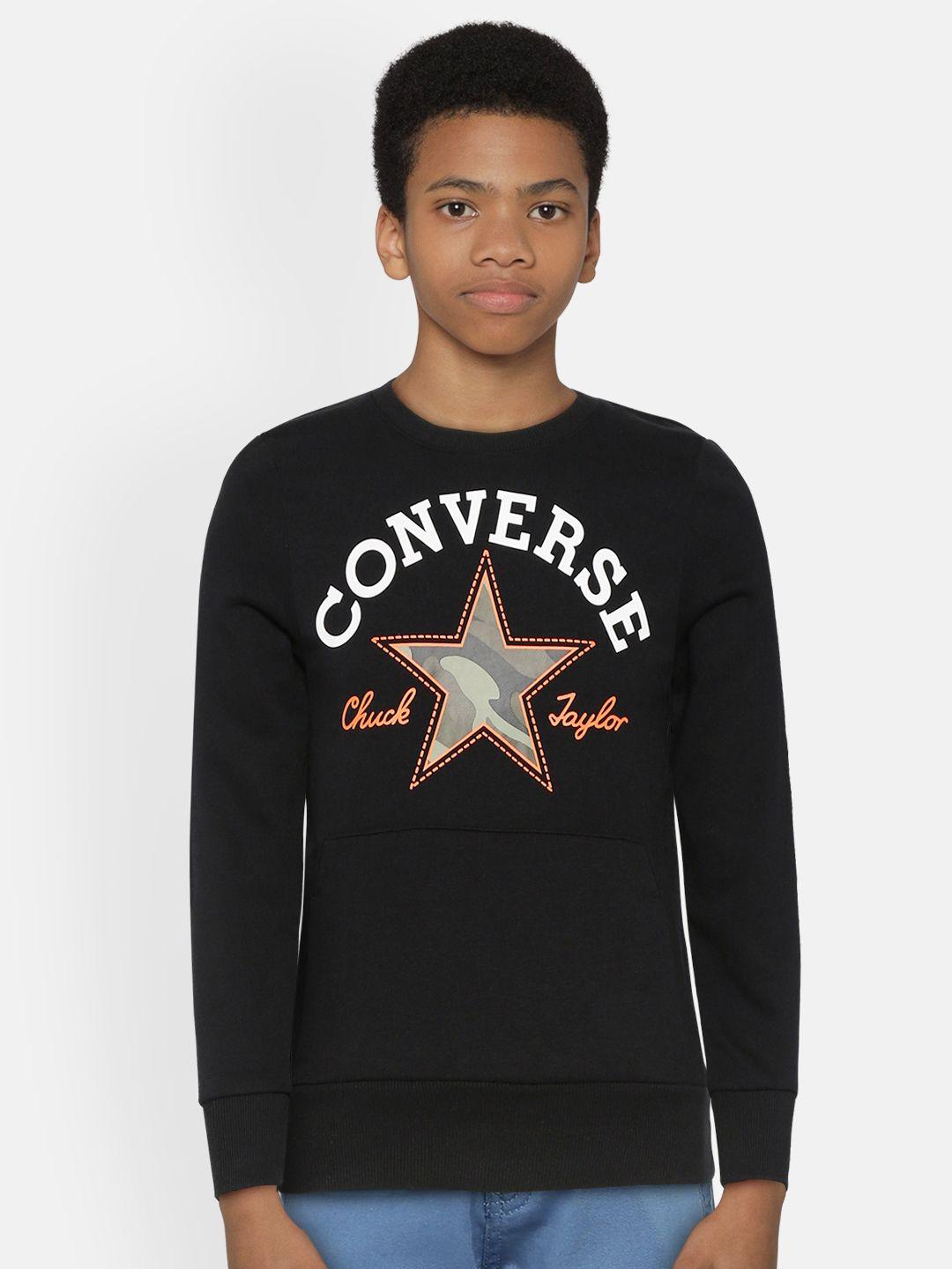 converse boys black brand logo print sweatshirt