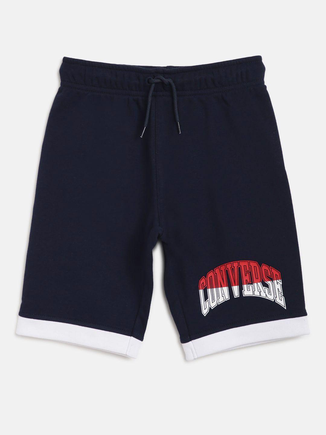 converse boys navy blue solid shorts